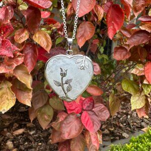 NEW Large Clear Quartz Heart Pendant Necklace